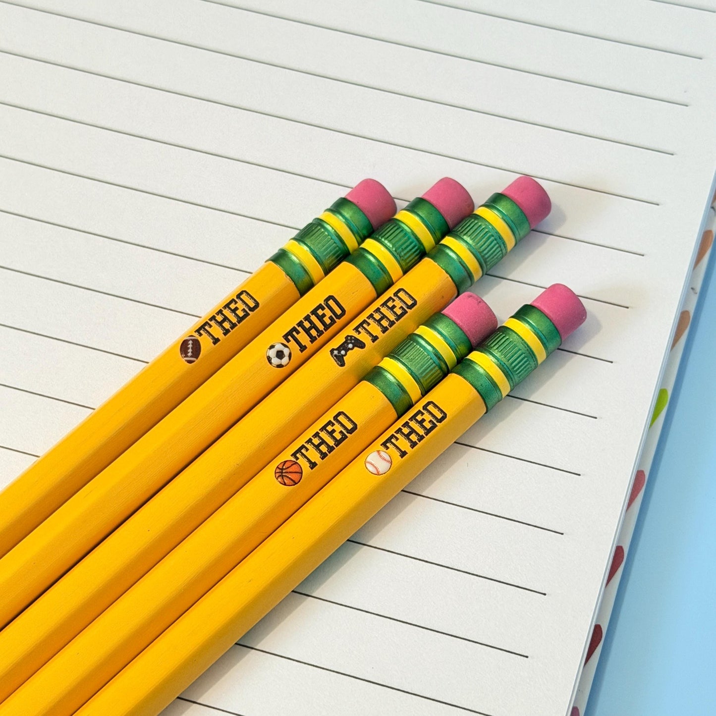 Personalized Pencils Set | Custom Back-to-School Teacher Gift, Boy Present, Sport & Classroom Supplies