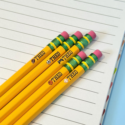 Personalized Pencils Set | Custom Back-to-School Teacher Gift, Boy Present, Sport & Classroom Supplies