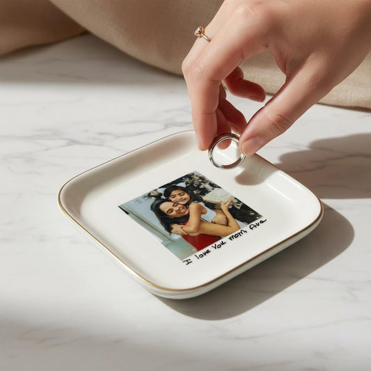 Custom Photo Jewelry Dish, Mother's Day Keepsake, Handwritten Message Tray