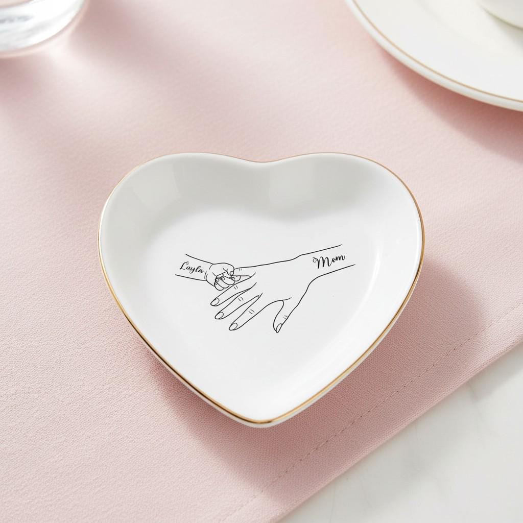 Personalized Family Portrait Jewelry Dish | Custom Mom Gift for Mothers Day or Birthday