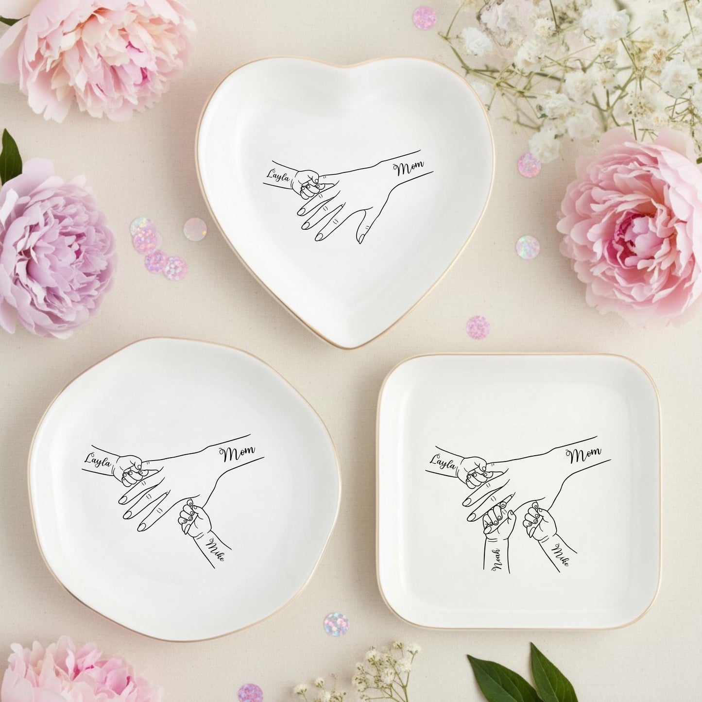 Personalized Family Portrait Jewelry Dish | Custom Mom Gift for Mothers Day or Birthday