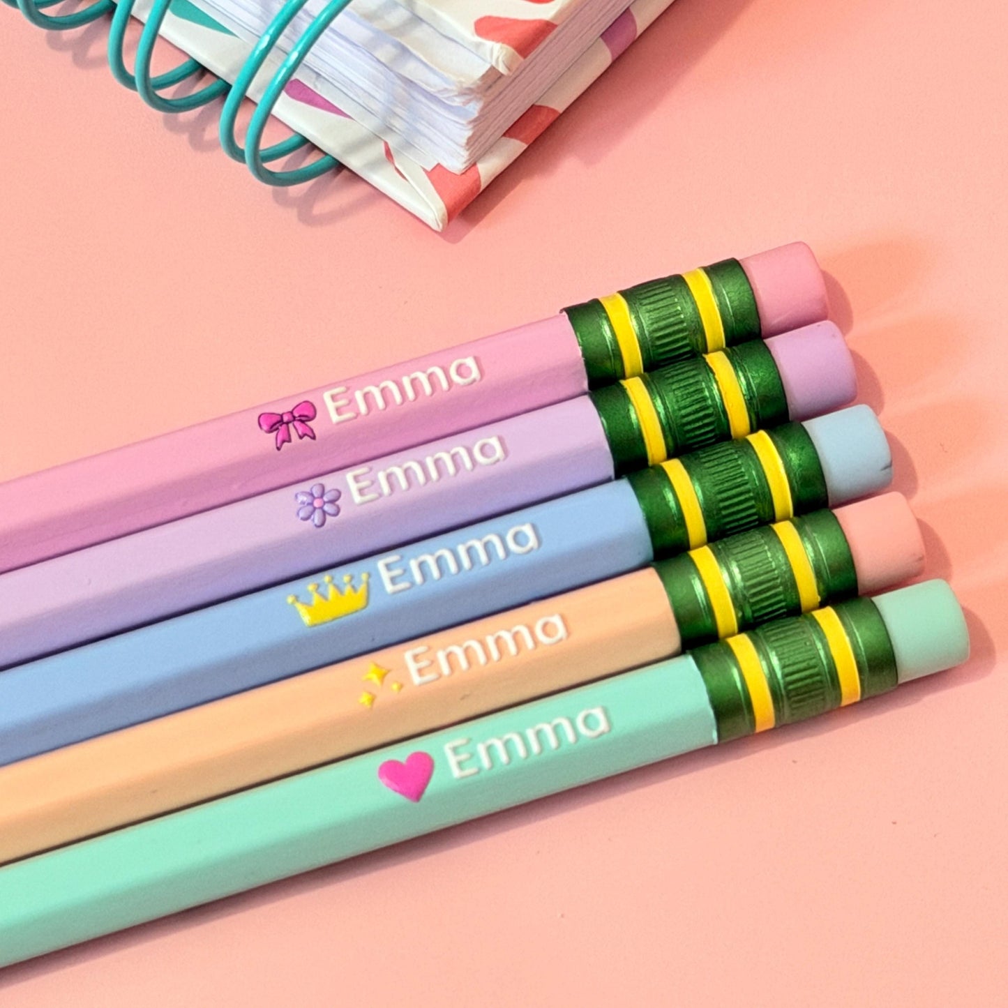Personalized Pastel Pencils with Name | Customizable Stationery | Student or Office Supplies
