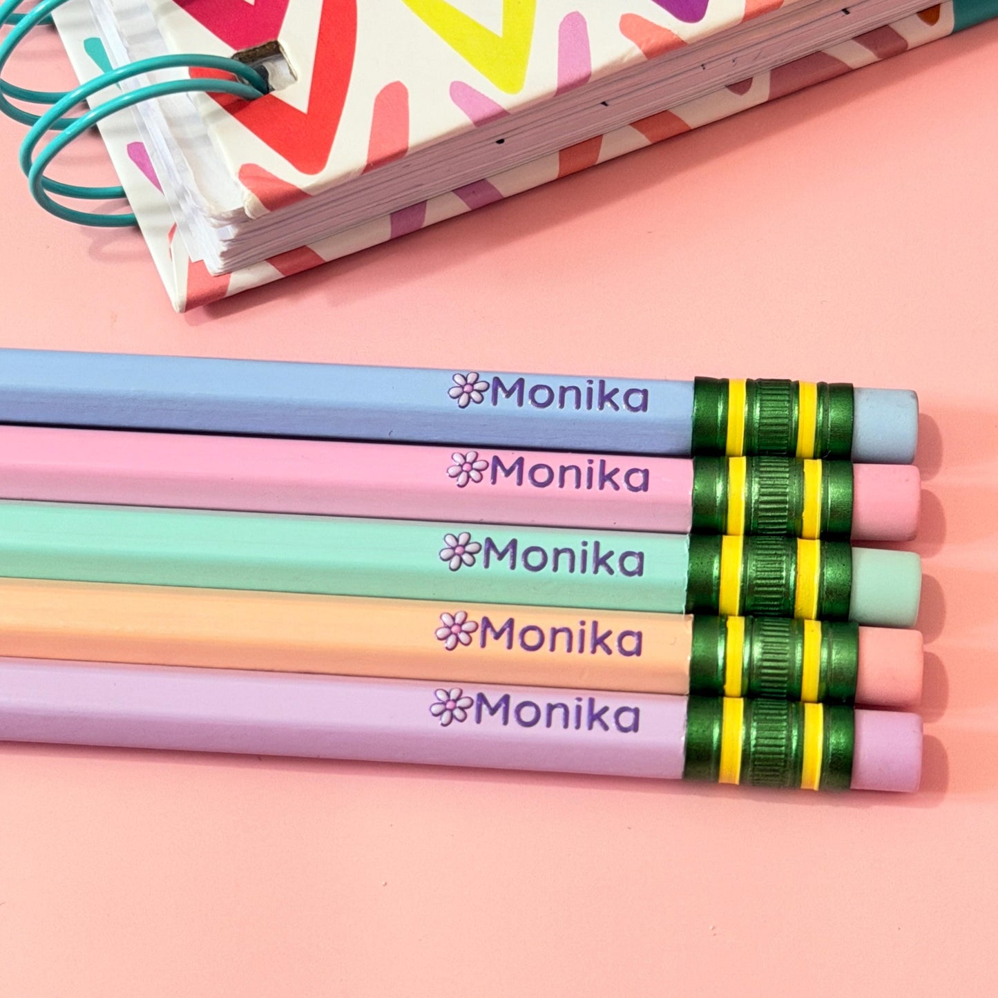 Personalized Pastel Pencils with Name | Customizable Stationery | Student or Office Supplies