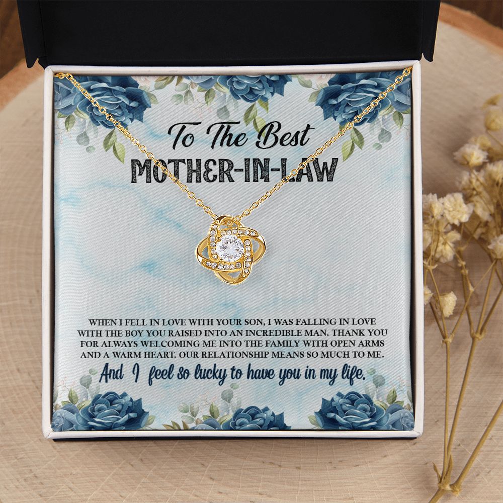 Mother in Law Gift for Mothers Day, Son In law and Daughter In law gifts, Love Knot necklace, Mother of the Groom, Mother of the bride