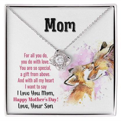 Mothers day gift from son, Cute jewelry for Mom, Last Minute Gift Ideas, Gift to mom from kid, Fox card design, dainty necklace