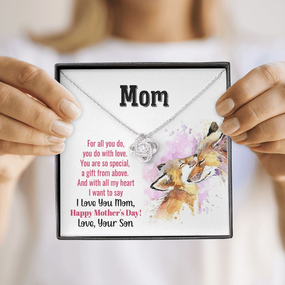 Mothers day gift from son, Cute jewelry for Mom, Last Minute Gift Ideas, Gift to mom from kid, Fox card design, dainty necklace