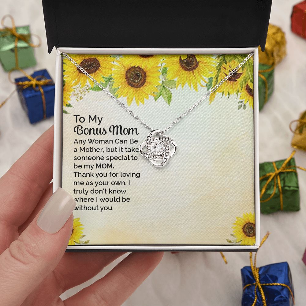 Bonus Mom Necklace, Sunflower Card with Necklace for Bonus Mom, Mother's day gift, Cute Jewelry for Mom