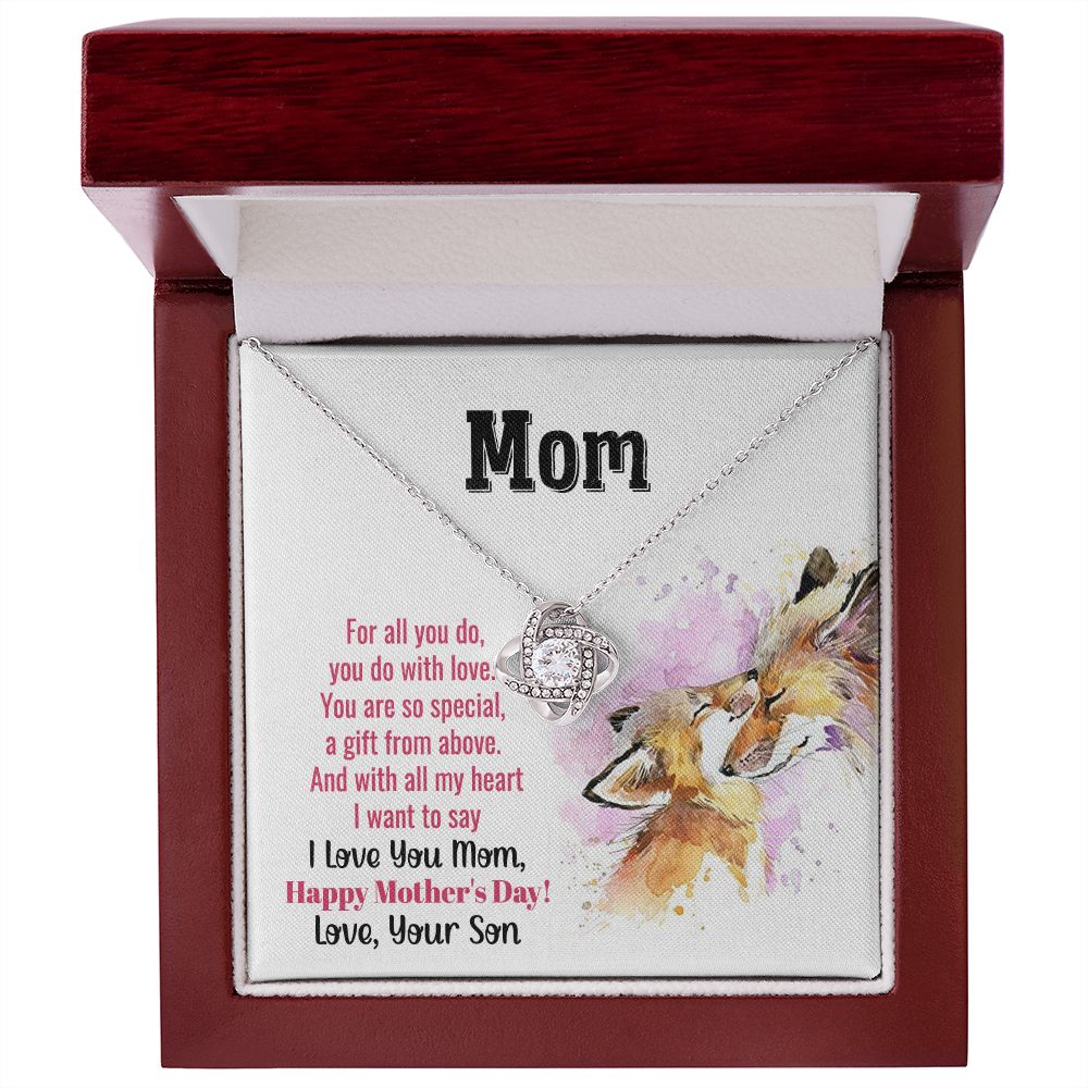 Mothers day gift from son, Cute jewelry for Mom, Last Minute Gift Ideas, Gift to mom from kid, Fox card design, dainty necklace