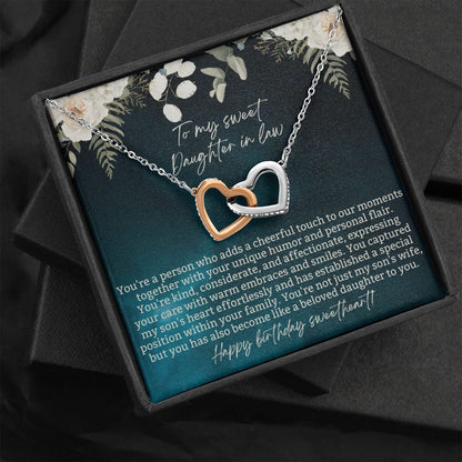 Interlocking Hearts To Our Daughter-In-Law Gift On Wedding Day, Future Daughter In Law ReheaMother & Father In Lawrsal Dinner Gift For Bride From