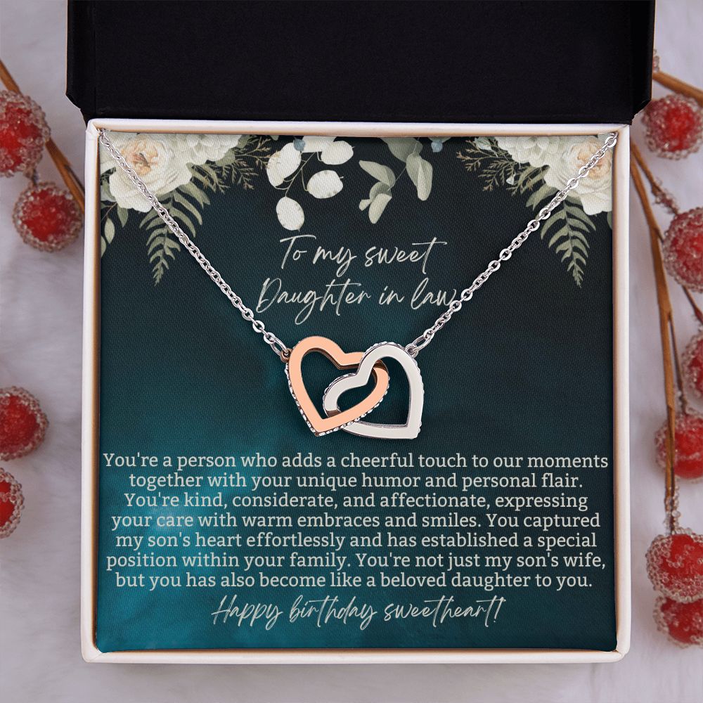 Interlocking Hearts To Our Daughter-In-Law Gift On Wedding Day, Future Daughter In Law ReheaMother & Father In Lawrsal Dinner Gift For Bride From