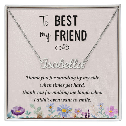 Best Friend Name Necklace With Gift Box and Message Card