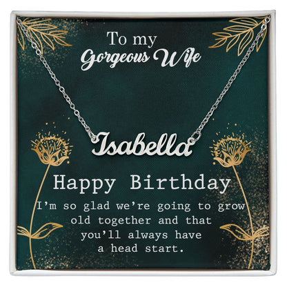 Wife's Birthday Personalized Name Necklace With Gift Box and Message Card