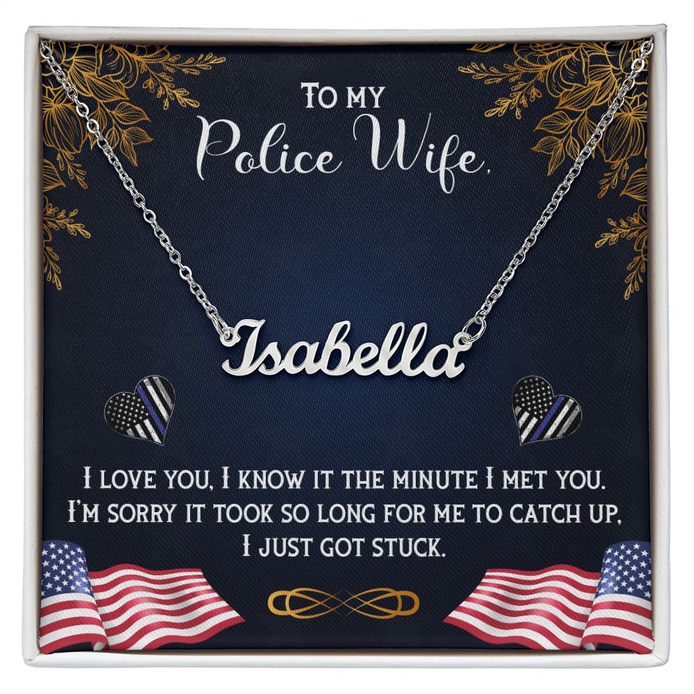 Police Wife Name Necklace With Gift Box and Message Card