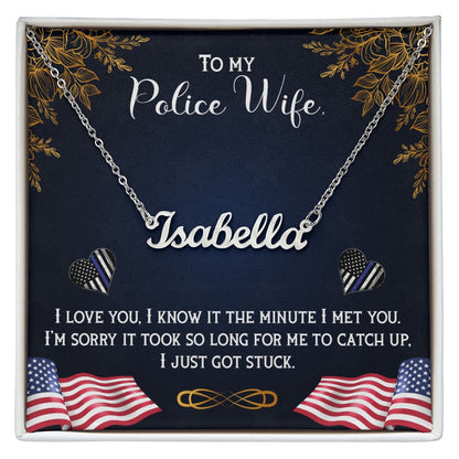 Police Wife Name Necklace With Gift Box and Message Card