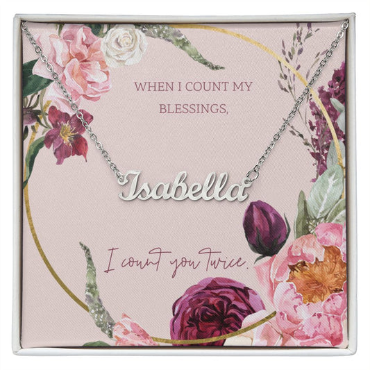 Wife, Sister, Girlfriend, Mom Personalized Name Necklace With Gift Box and Message Card