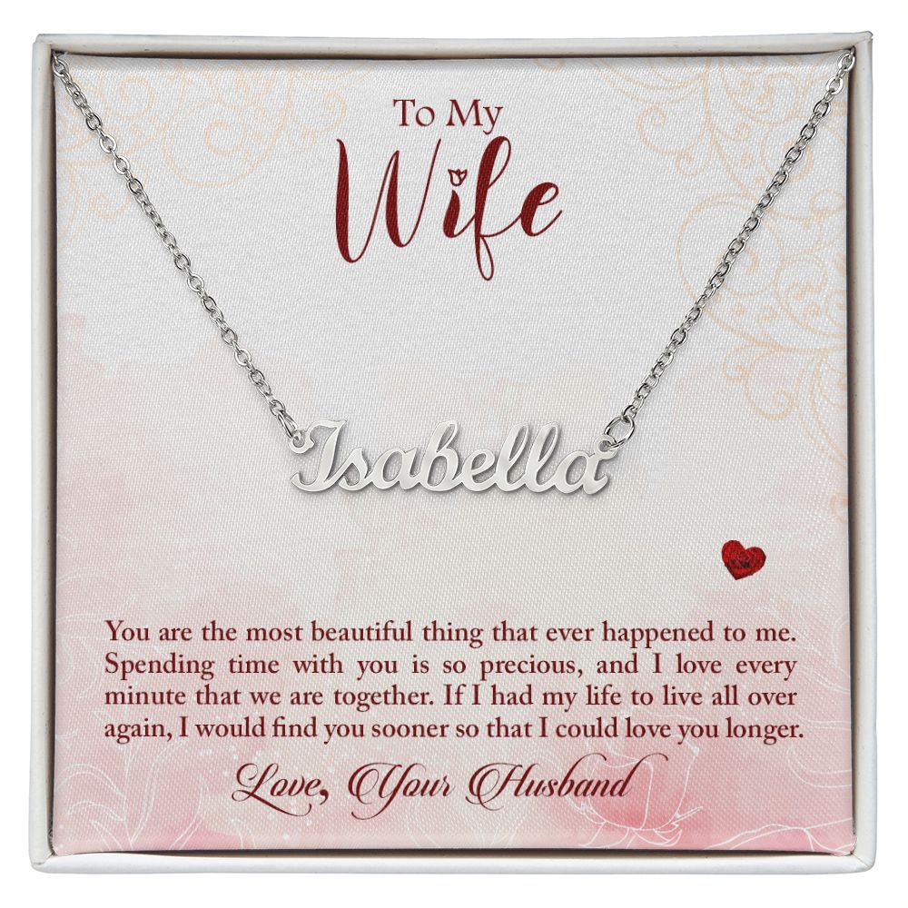 Wife Personalized Name Necklace With Gift Box and Message Card