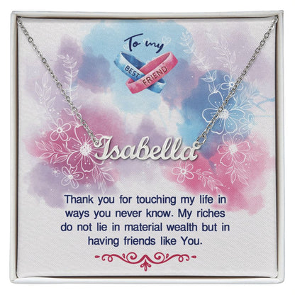 Bestfriend Name Necklace With Gift Box and Message Card