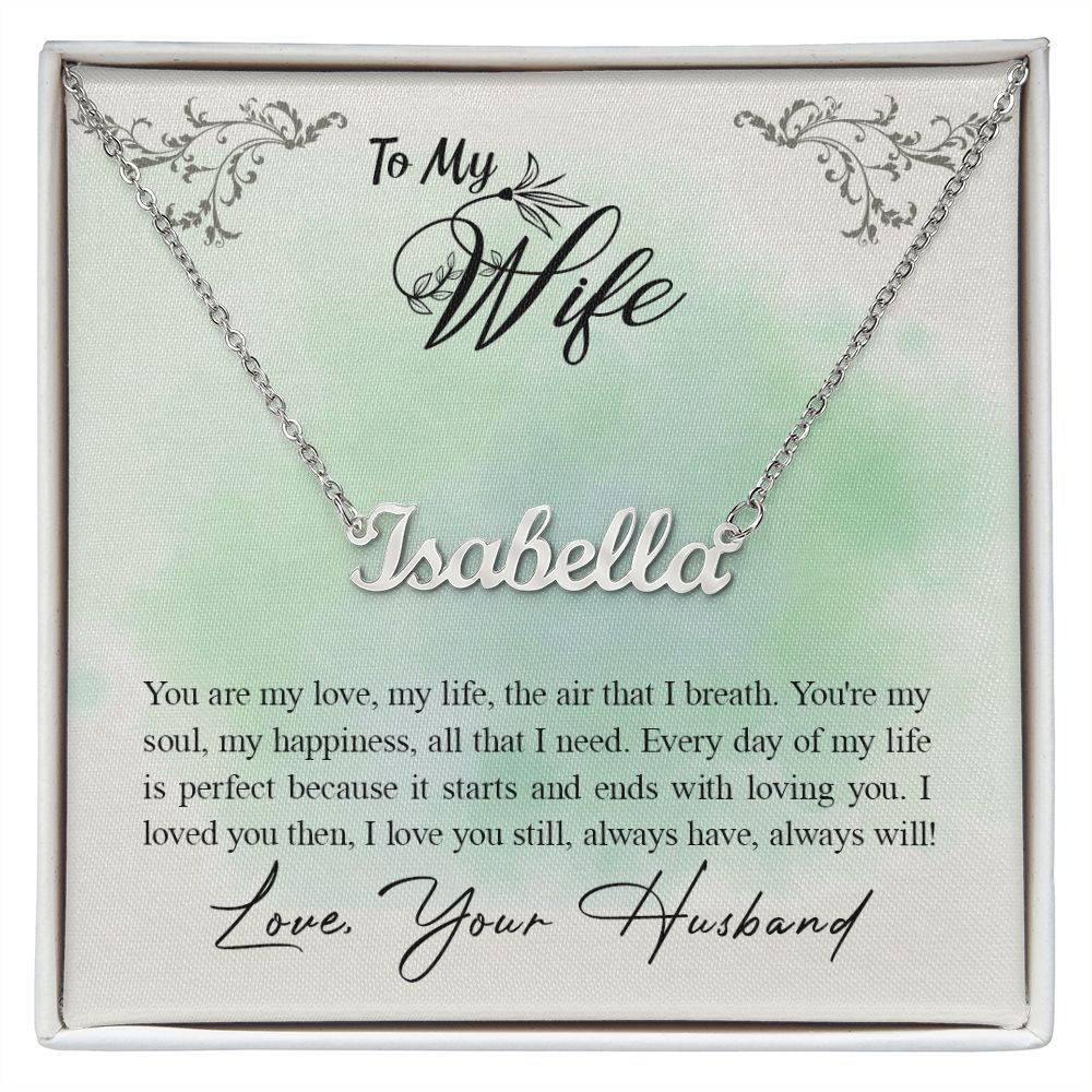 Wife Personalized Name Necklace With Gift Box and Message Card