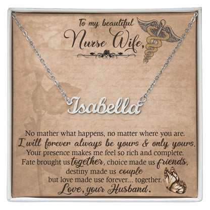 Nurse Wife Name Necklace With Gift Box and Message Card