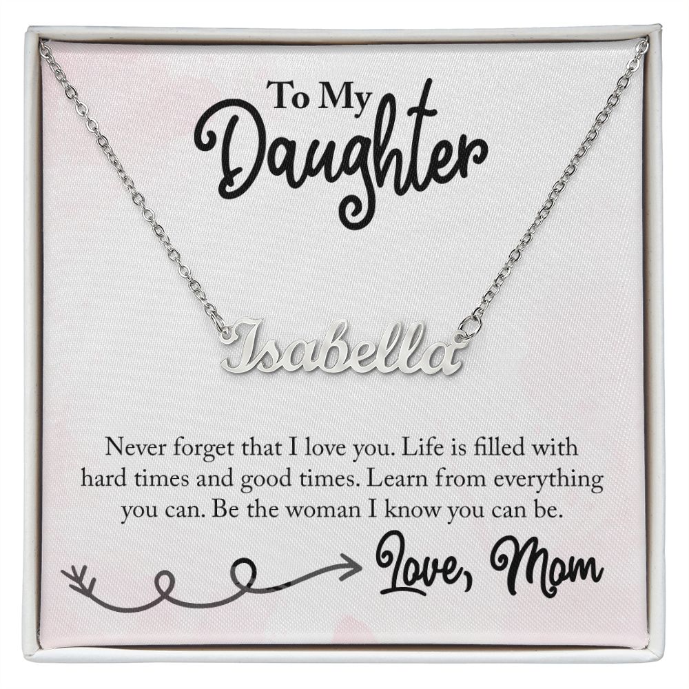 To My Daughter Name Necklace With Gift Box and Message Card