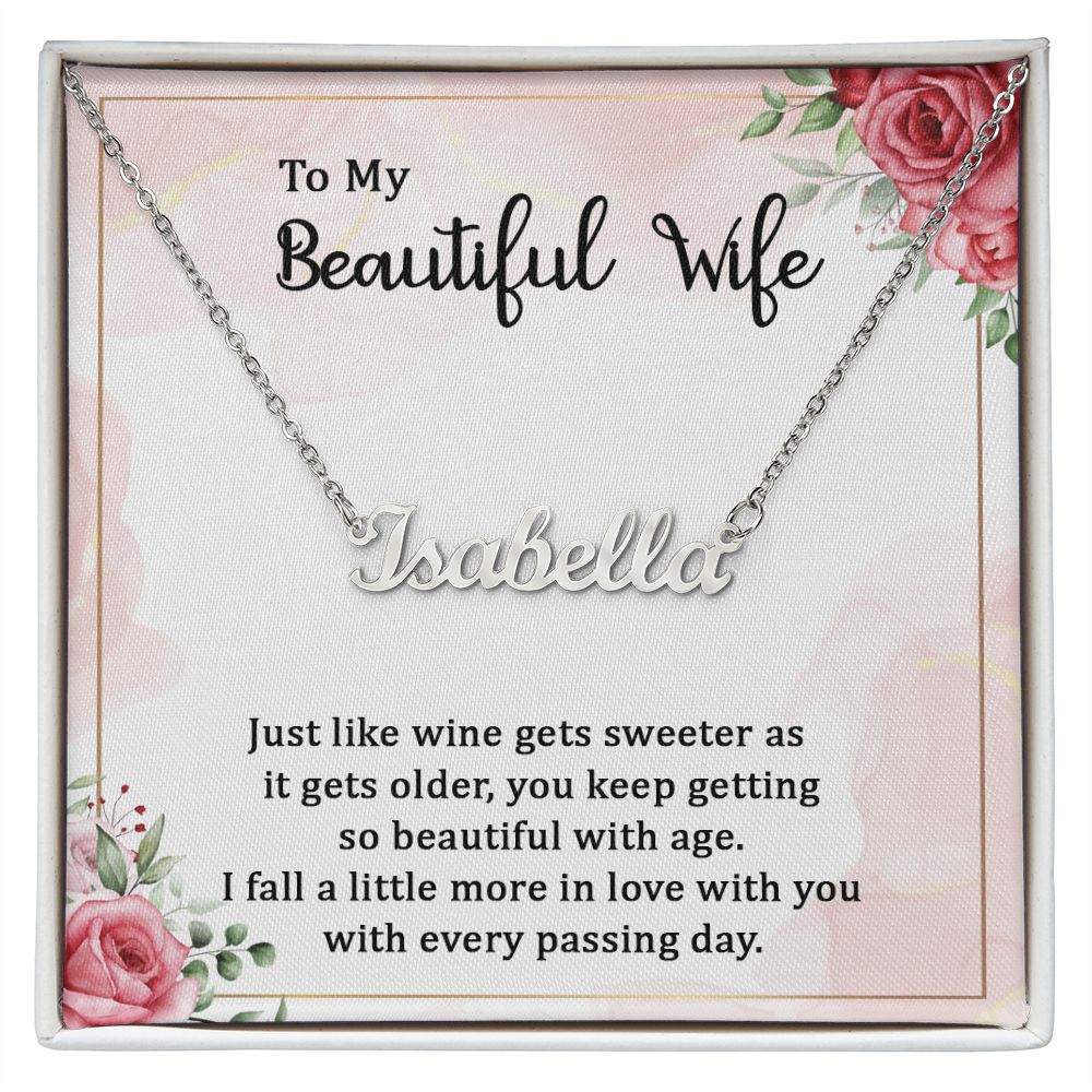 Beautiful Wife Personalized Necklace With Gift Box and Message Card