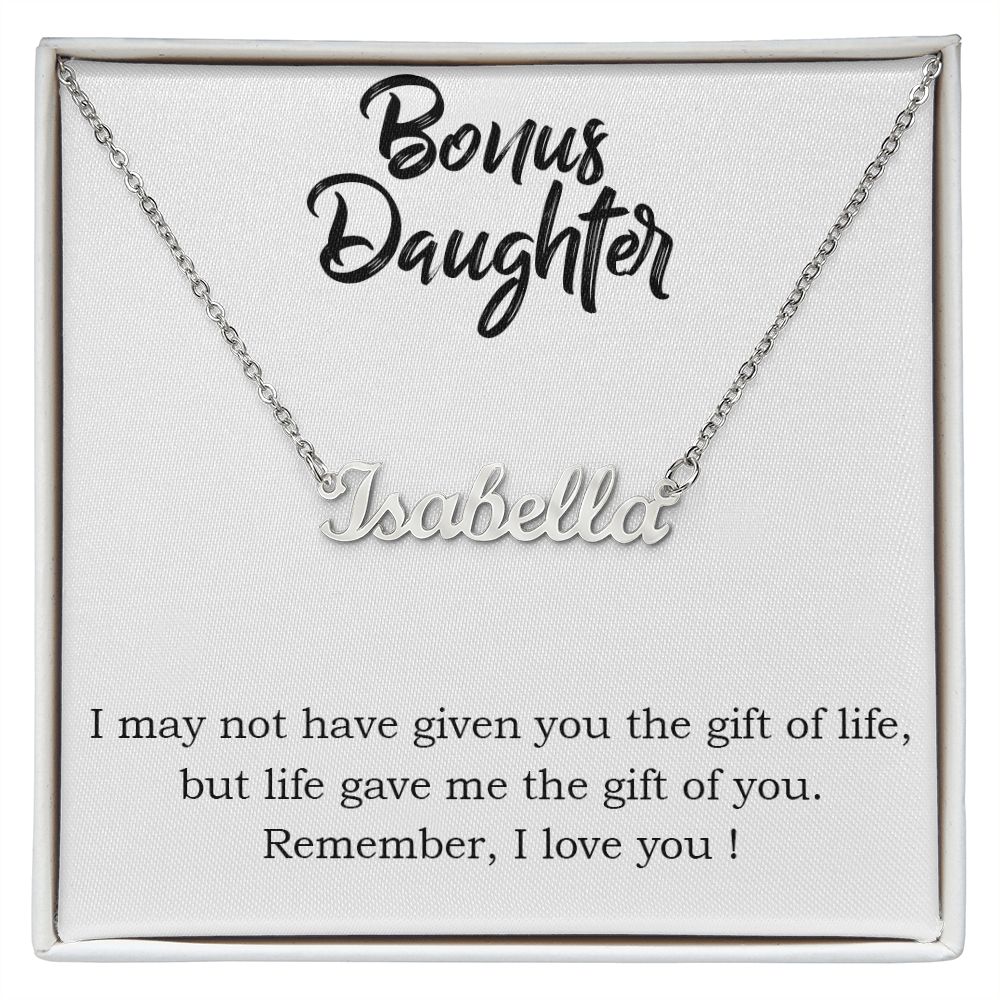 Bonus Daughter Name Necklace With Gift Box and Message Card