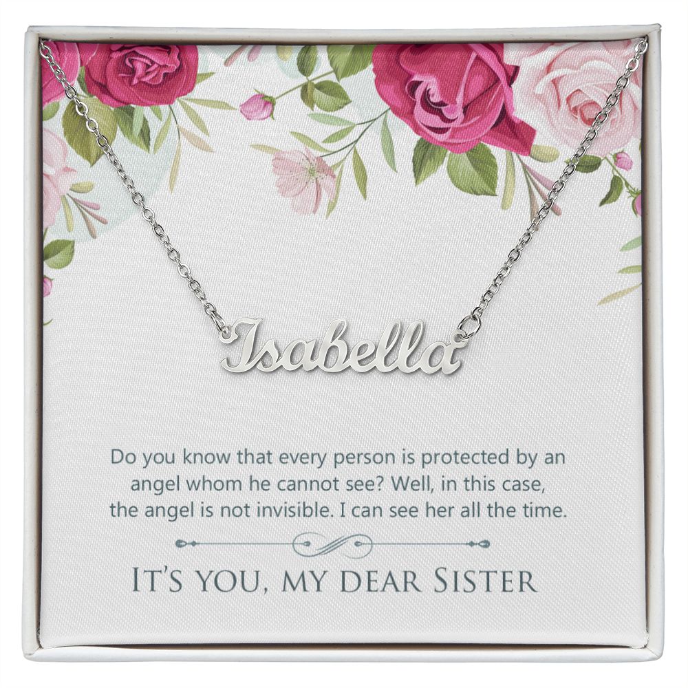 Sister Name Necklace With Gift Box and Message Card