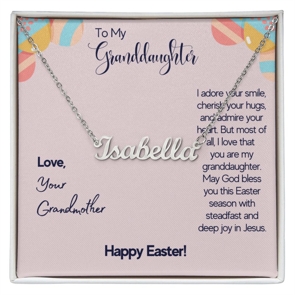 To My Granddaughter Name Necklace With Gift Box and Message Card for Easter