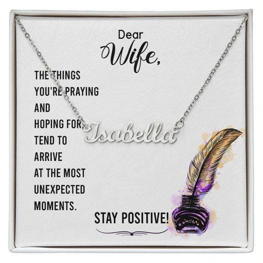Wife Personalized Name Necklace With Gift Box and Message Card