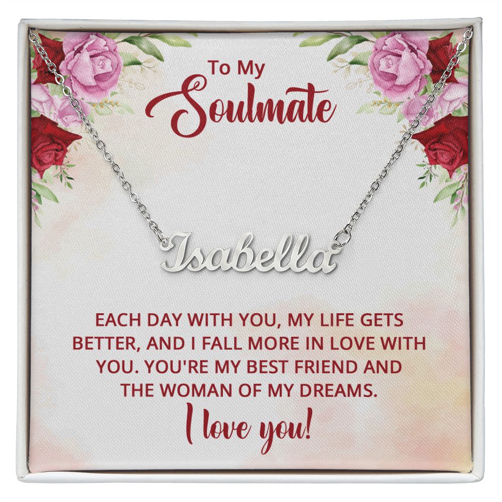 To My Soulmate Name Necklace With Gift Box and Message Card