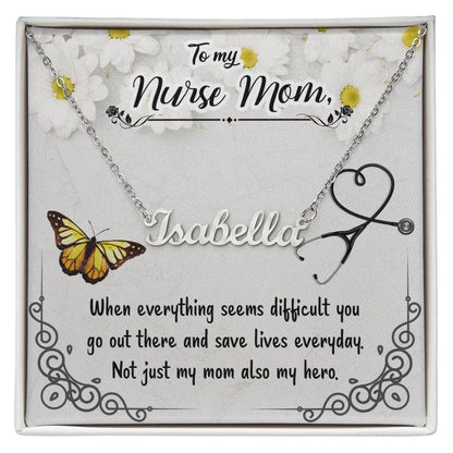 Nurse Mom Name Necklace With Gift Box and Message Card