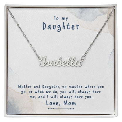 Mother Daughter Name Necklace With Gift Box and Message Card