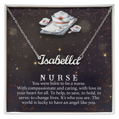 Nurse Name Necklace With Gift Box and Message Card