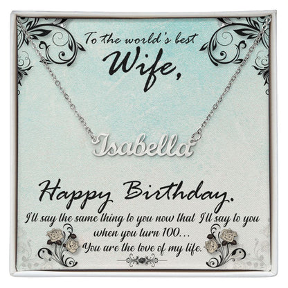 Wife's Birthday Personalized Name Necklace With Gift Box and Message Card