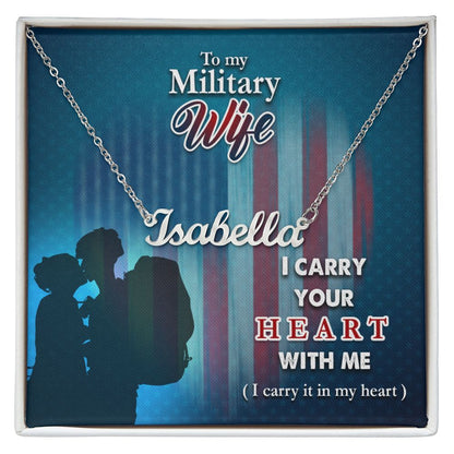 Military Wife Name Necklace With Gift Box and Message Card