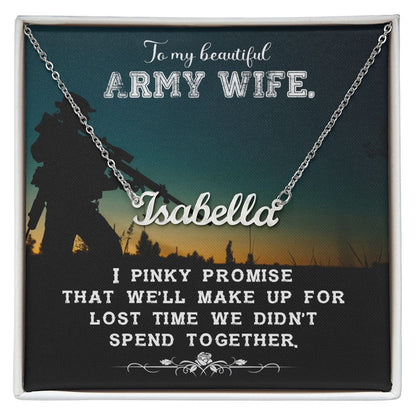 Army Wife Name Necklace With Gift Box and Message Card