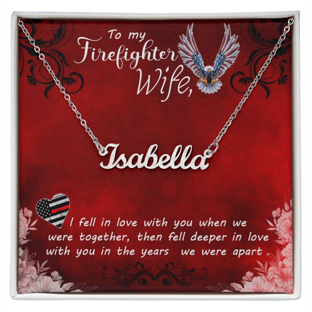 Firefighter Wife Name Necklace With Gift Box and Message Card