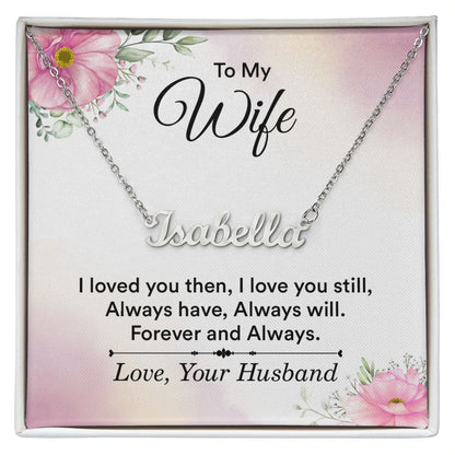 Wife Name Necklace With Gift Box and Message Card