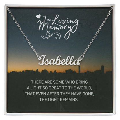 In loving Memory Name Necklace With Gift Box and Message Card