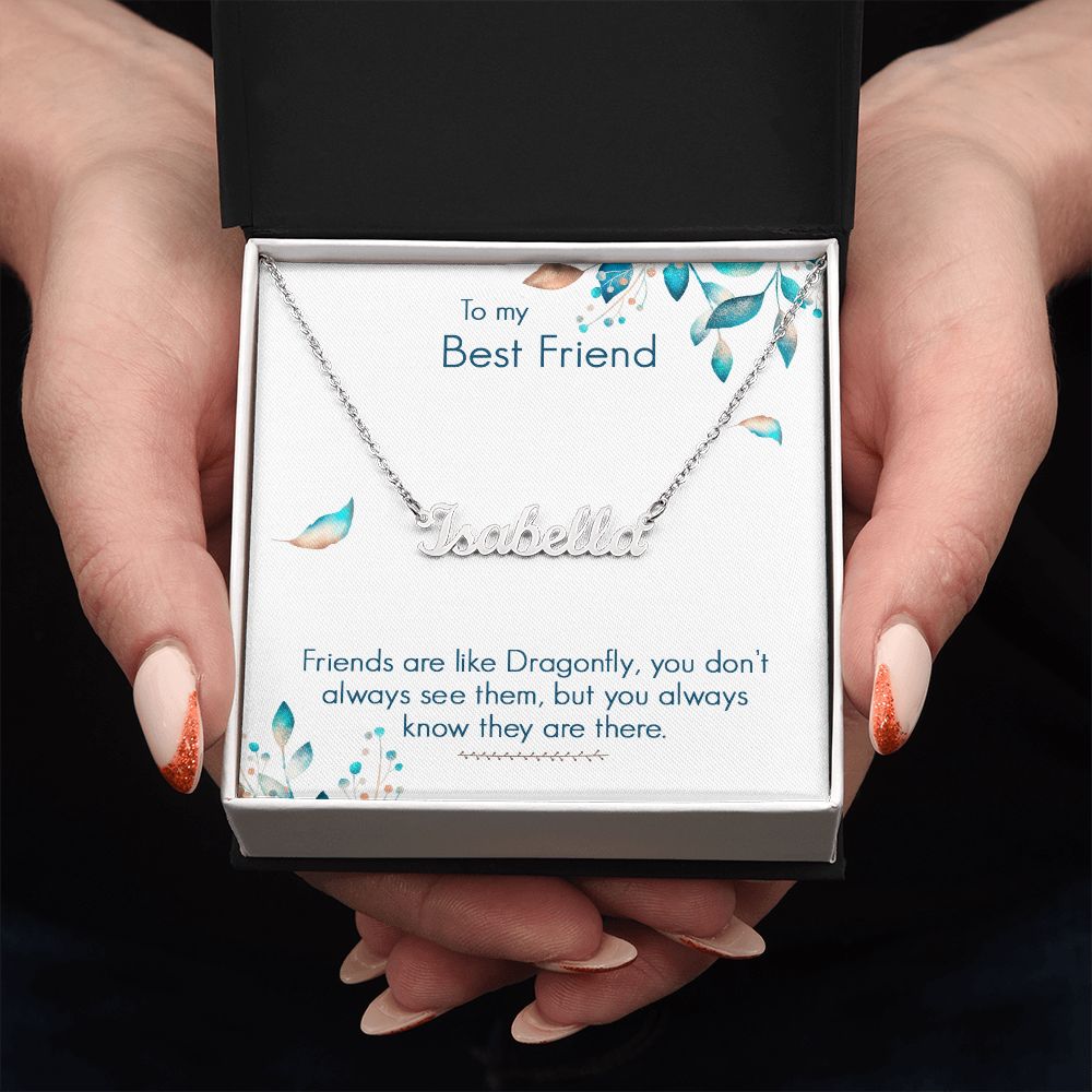 To My Best Friend Name Necklace With Gift Box and Message Card