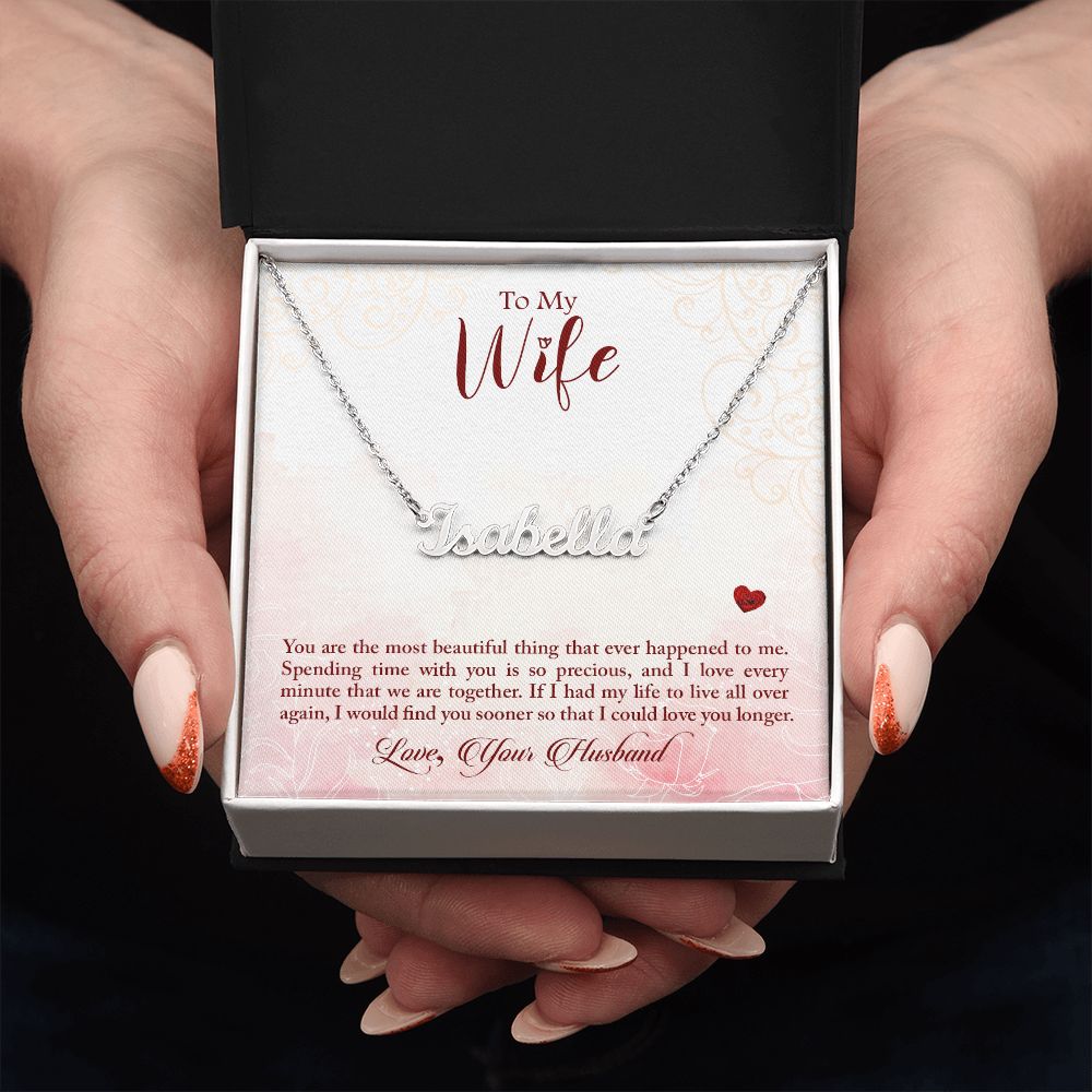 Wife Personalized Name Necklace With Gift Box and Message Card