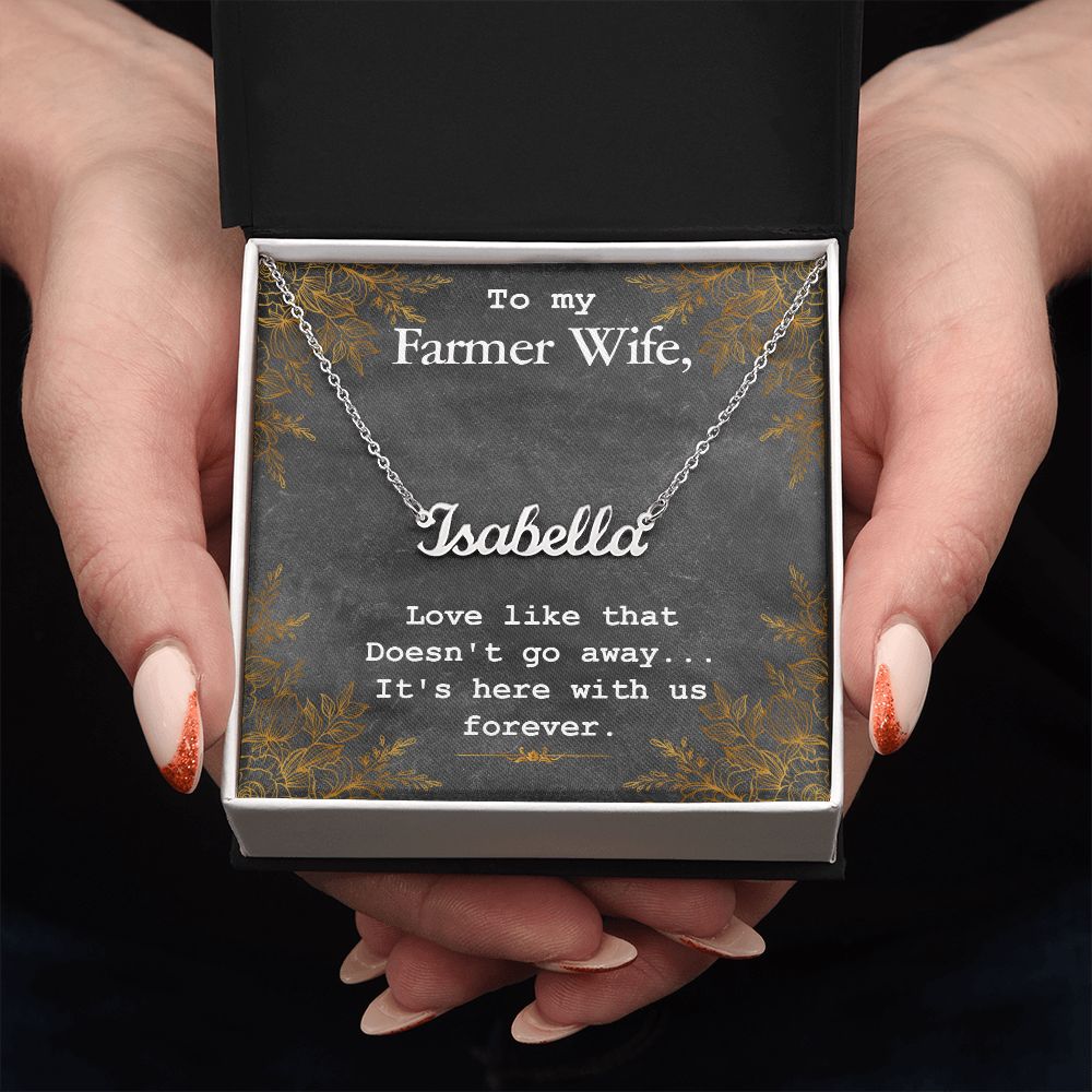 Farmer Wife Name Necklace With Gift Box and Message Card