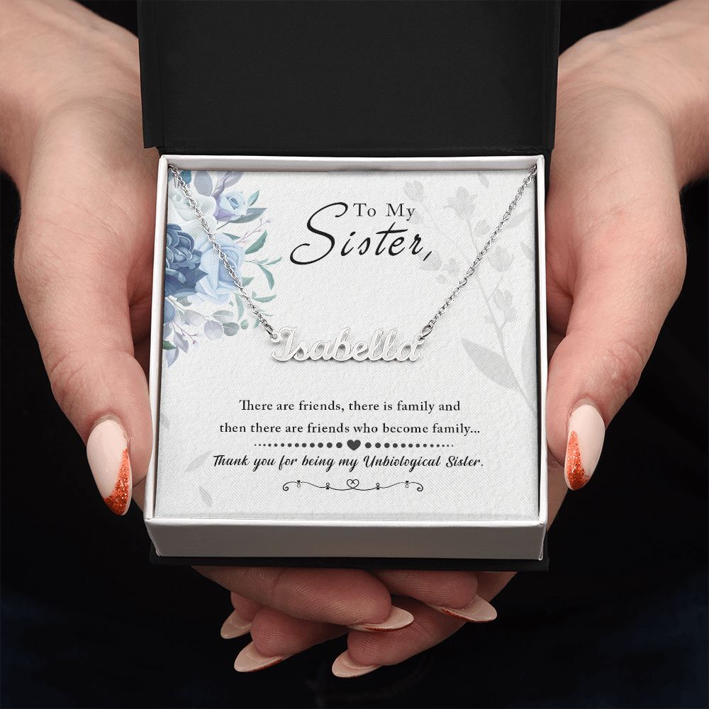 Sister Personalized Name Necklace With Gift Box and Message Card