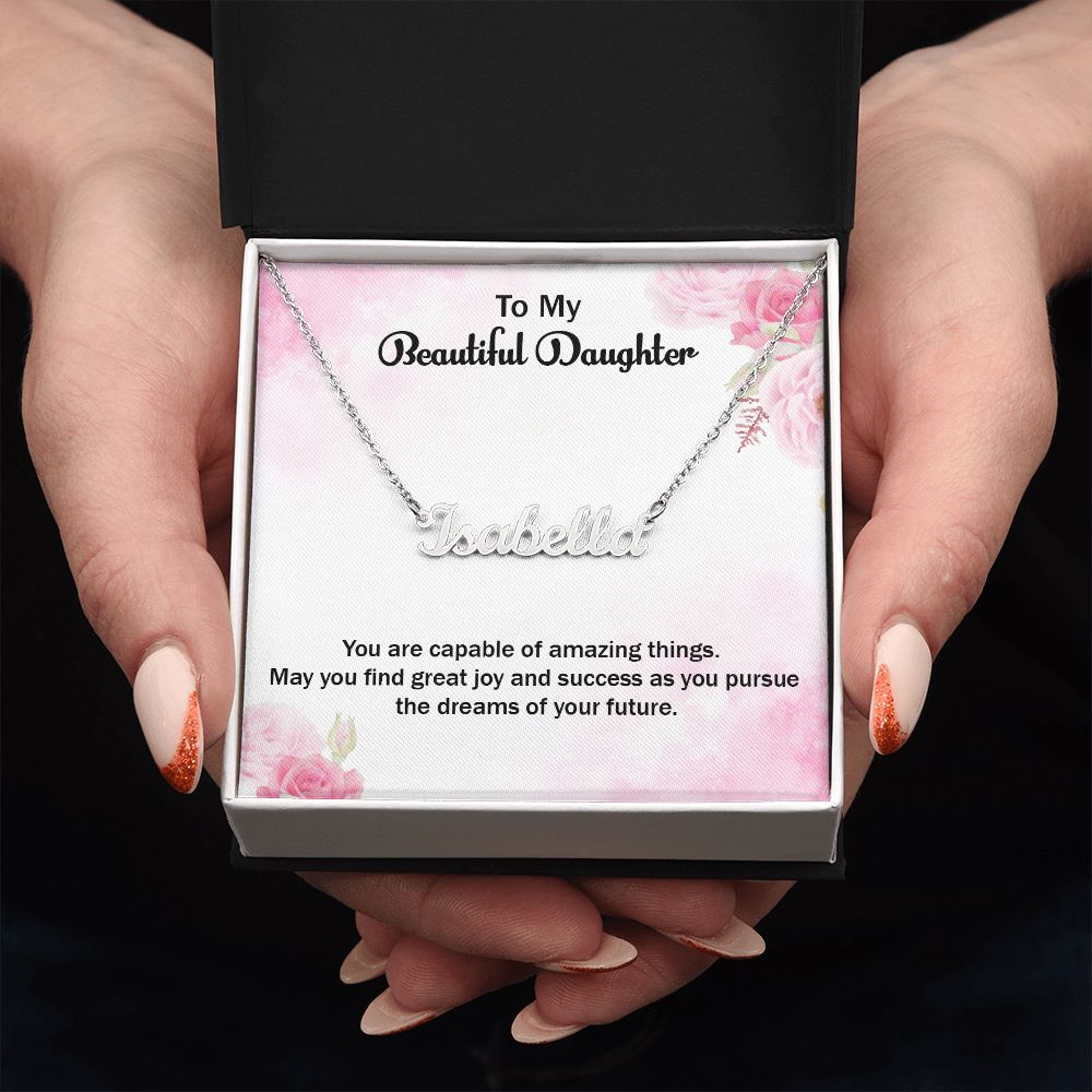 Daughter Name Necklace With Gift Box and Message Card