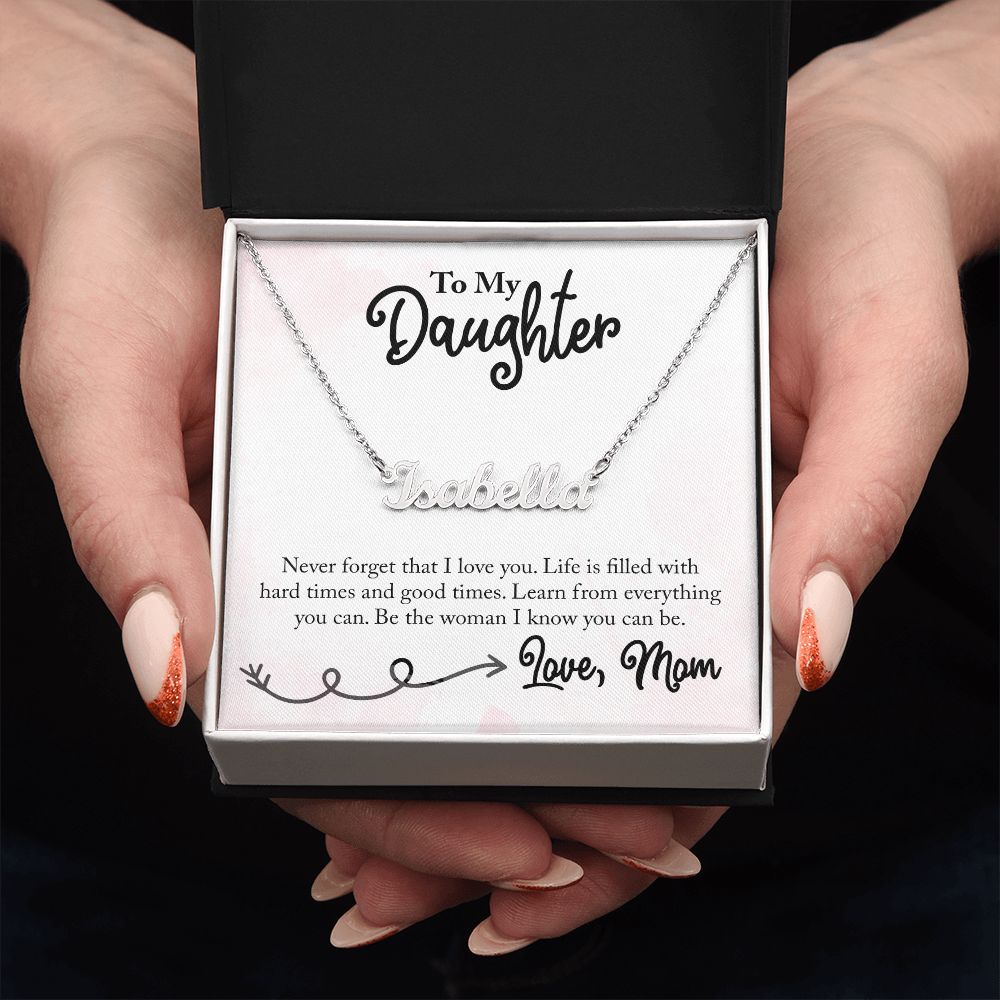 To My Daughter Name Necklace With Gift Box and Message Card