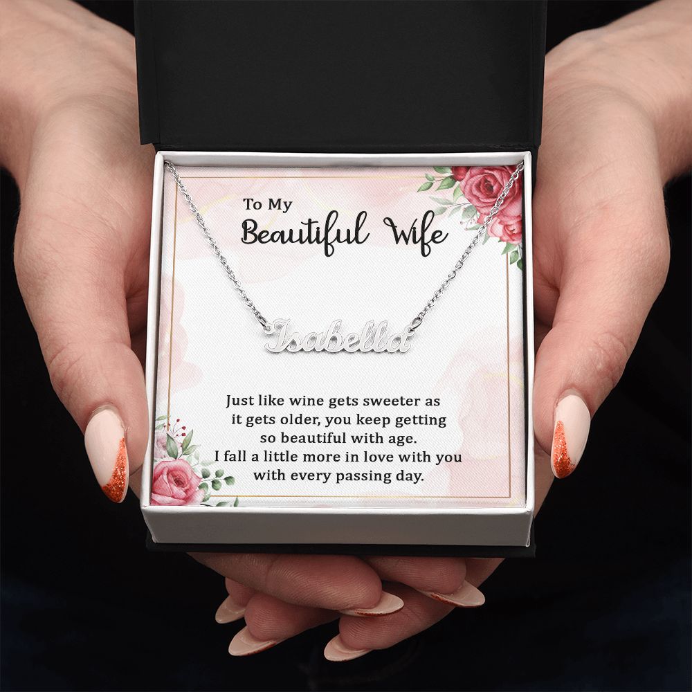 Beautiful Wife Personalized Necklace With Gift Box and Message Card