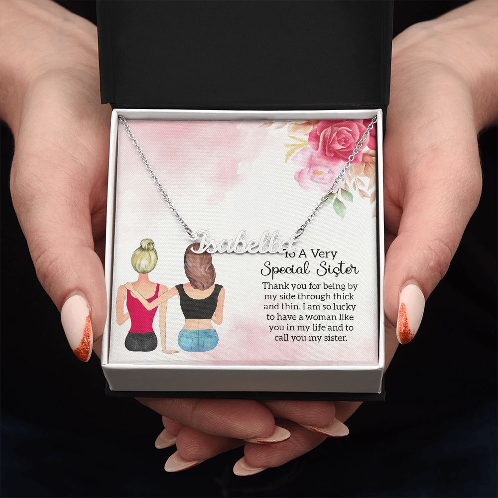 Special Sister Name Necklace With Gift Box and Message Card