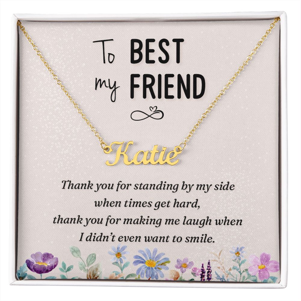 Best Friend Name Necklace With Gift Box and Message Card