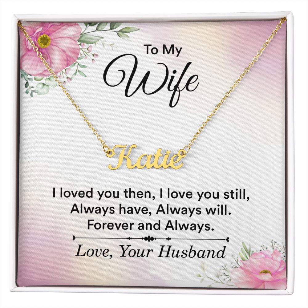 Wife Name Necklace With Gift Box and Message Card