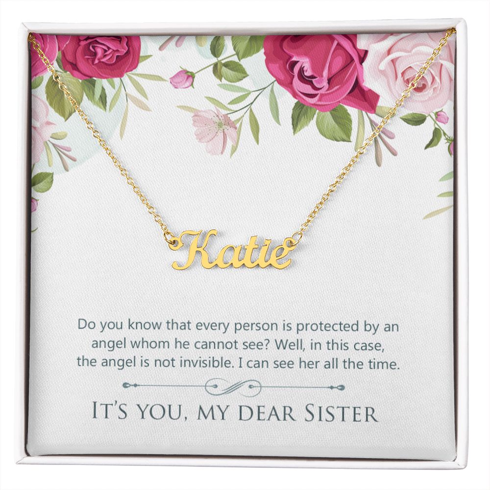 Sister Name Necklace With Gift Box and Message Card